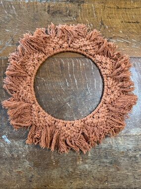 Handmade Macramé Fringe Round Hanging, Wreath - Terracotta, From Joshua Tree